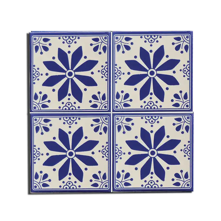 13×13 Mavi Çini Dekorlu Karo
