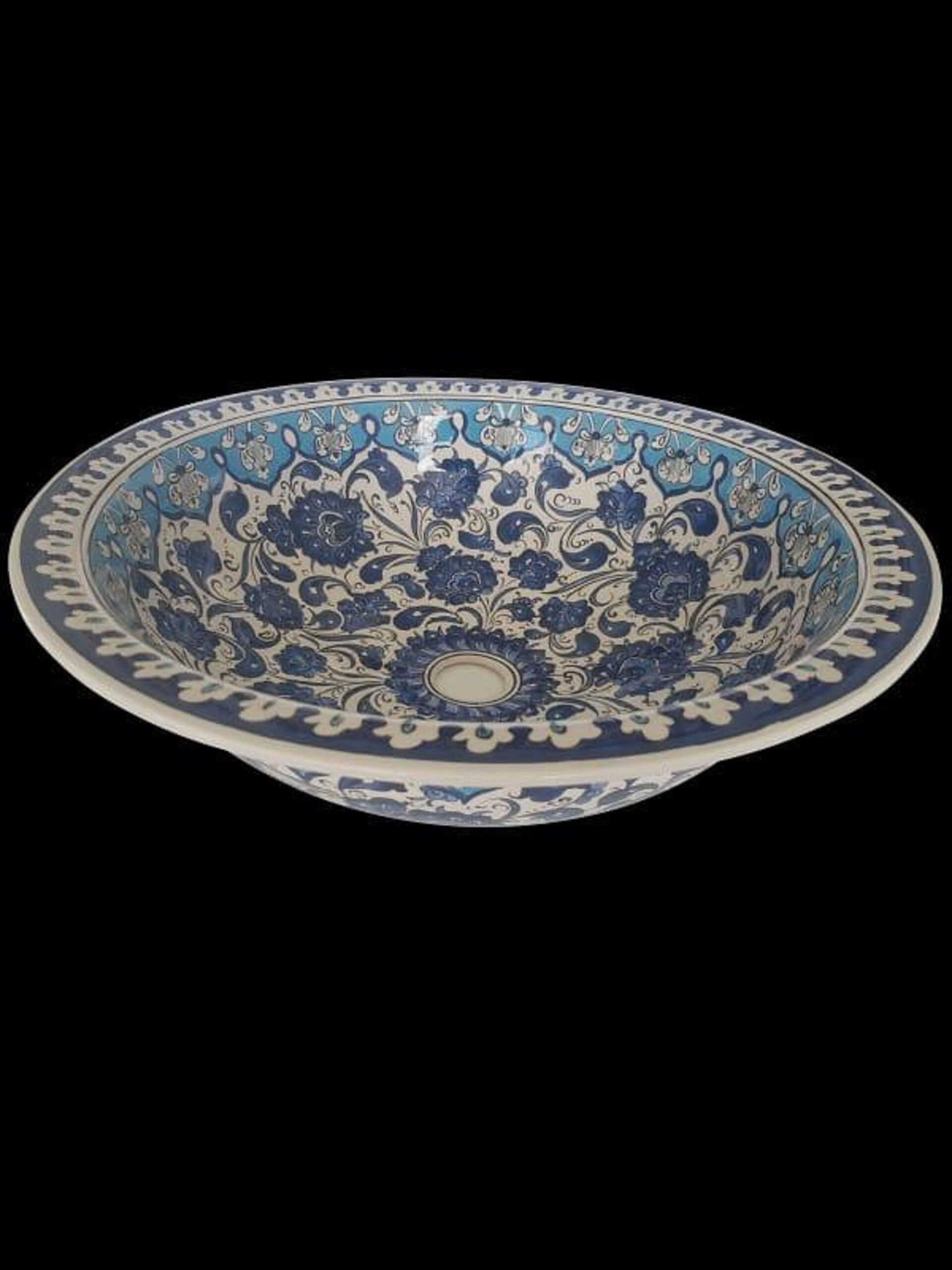 HÇ7 El Yapımı Çini Desenli Seramik Lavabo