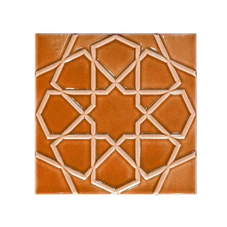 20×20 Tarçın Renkli Türkmen Yıldızı Seramik Karo