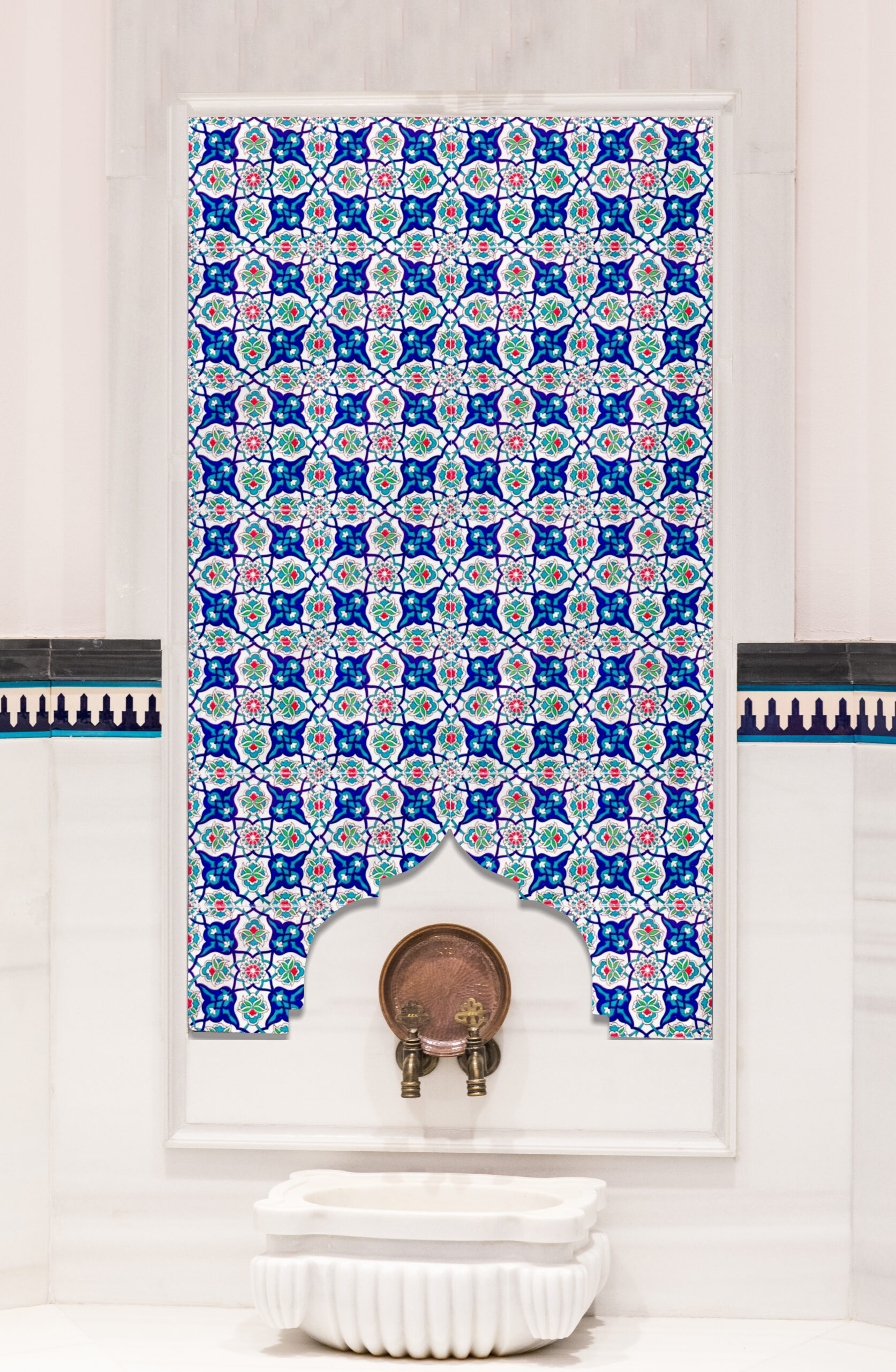 80X140 Rumi Kurna Arkası Türk Hamamı Çini Pano