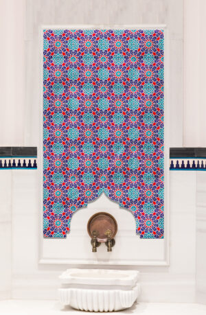 80X140 Geometrik Kurna Arkası Türk Hamamı Çini  Pano