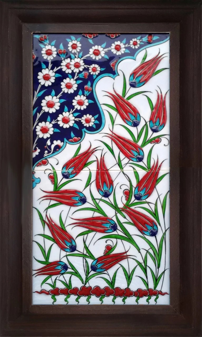 20x40 Cm Lalezar El Dekoru Çini Pano