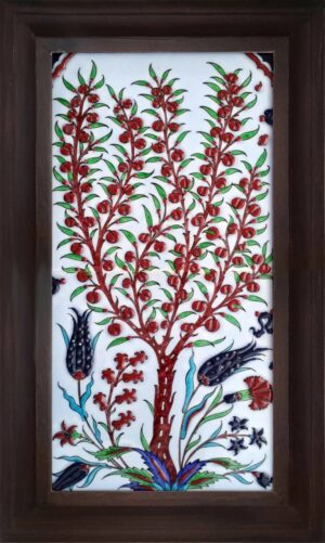 20x40 Cm Nar Ağacı El Dekoru Çini Pano