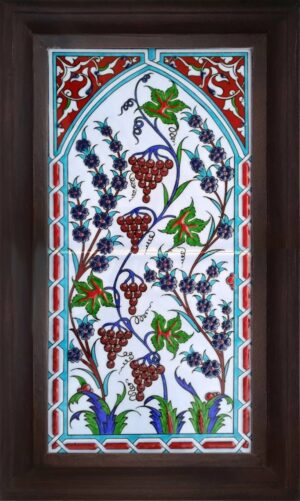 20x40 Cm Üzümlü El Dekoru Çini Pano