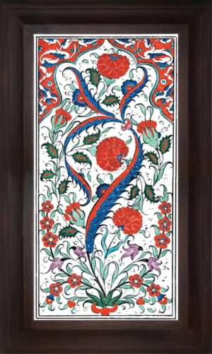 20x40 Cm  Karanfil Kıvrık Yaprak El dekoru Çini Pano