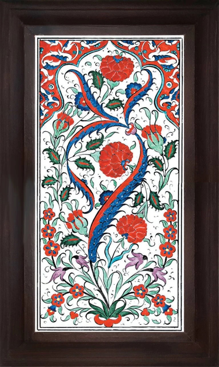 20x40 Cm Karanfil Kıvrık Yaprak El dekoru Çini Pano