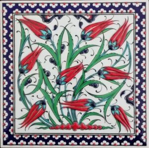 20x20 Cm Kobalt Lalezar El Dekoru Çini Pano
