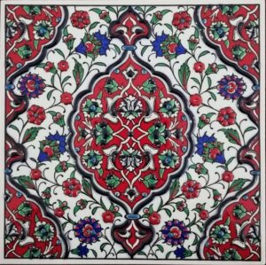 20x20 Cm Kırmızı İznik Rumi El Dekoru Çini Pano