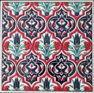 20x20 Cm Kırmızı Madalyon El Dekoru Çini Pano