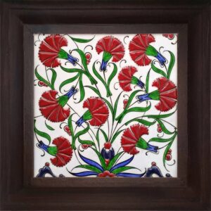 20x20 Cm  Karanfil Bahçesi İznik Kütahya Çini Pano