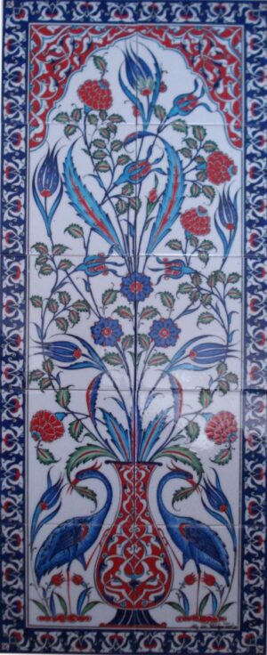 40x100 Cm  İki Sülünlü El Dekoru Çini Pano