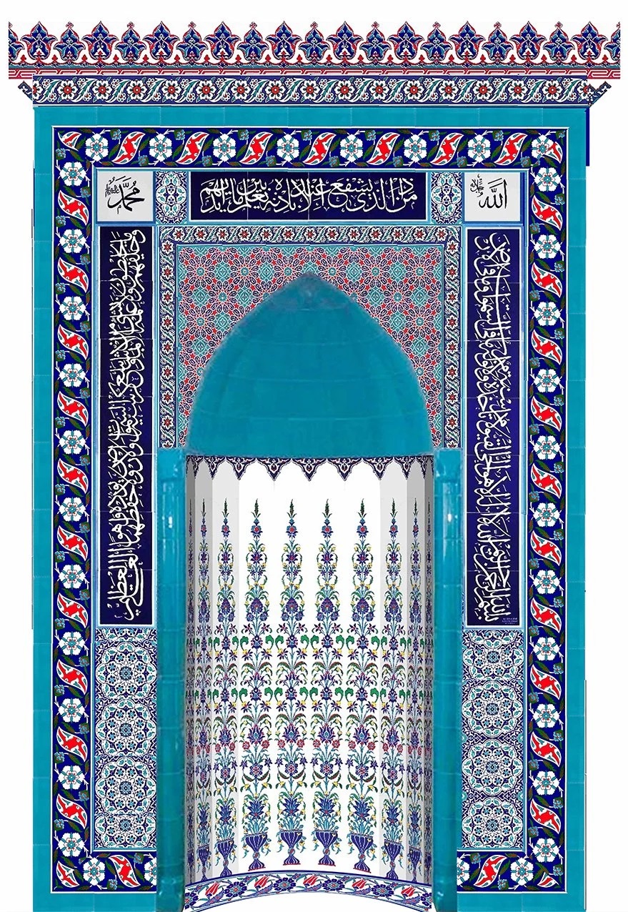 180X290 Çini Mescit Mihrap Cami Mihrapları Kütahya Çini