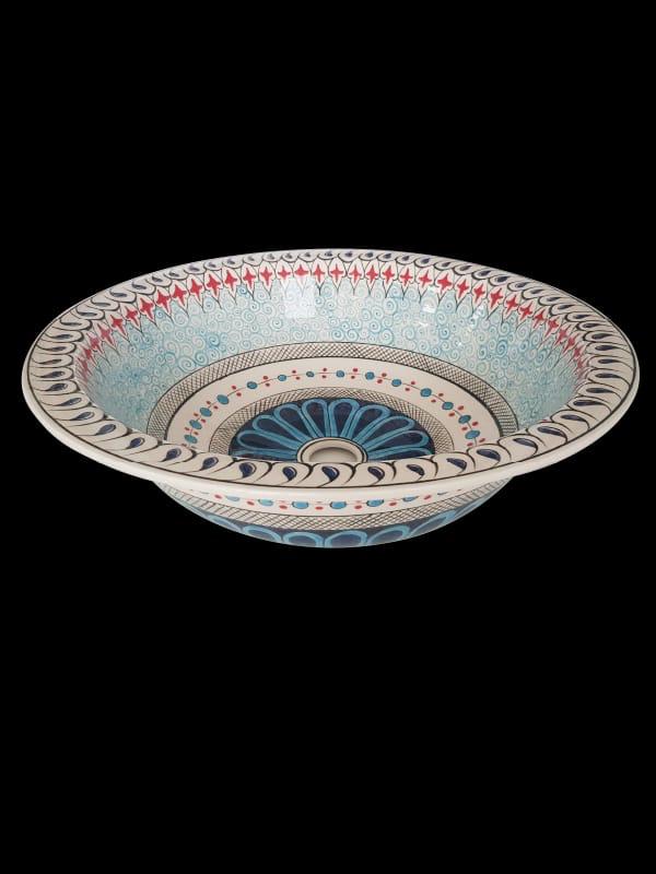 HÇ8 El Yapımı Çini Desenli Seramik Lavabo