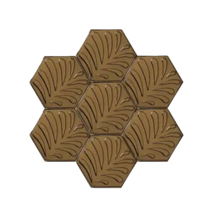 Bronz Yaprak Desenli Altıgen Çini Seramik