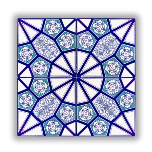 Mavi Geometrik Desenli Çini Seramik Karo