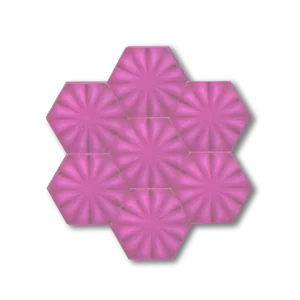 Pembe Çiçek Desenli Altıgen Çini Seramik