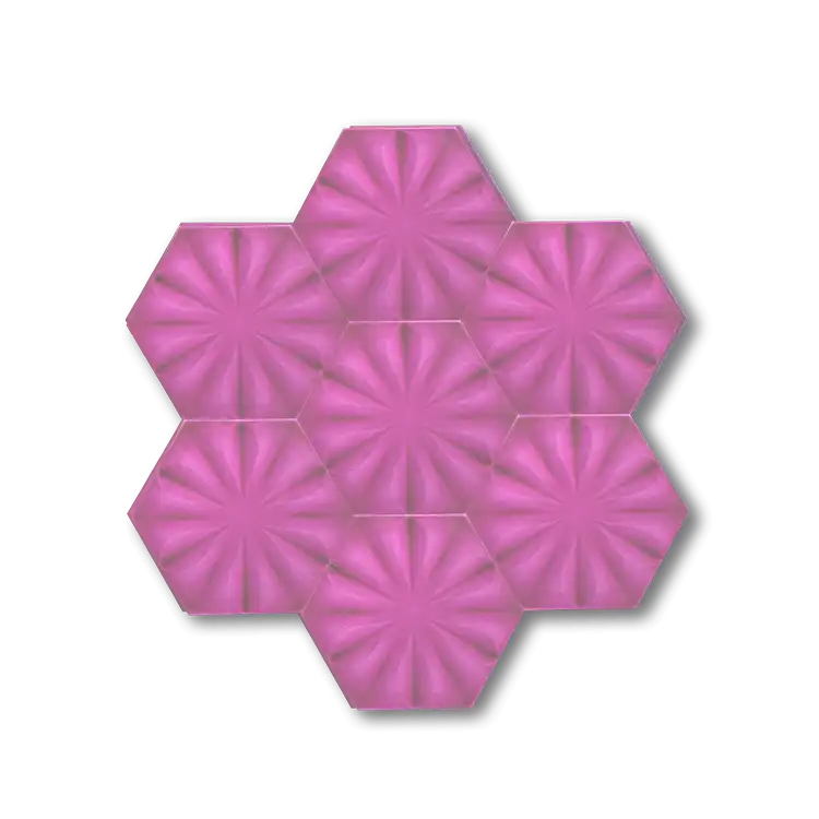 Pembe Çiçek Desenli Altıgen Çini Seramik