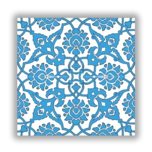 Turkuaz Rumi Desenli Çini Seramik Karo
