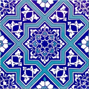 20x20 Cm  Selçuk Yıldız Geçme Desenli Çini Karo