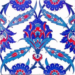20x20 Cm  İznik Desenli Kütahya Çini Karo Seramik