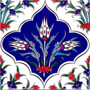 20x20 Cm Kütahya Çinisi İznik Desenli Çini Karo