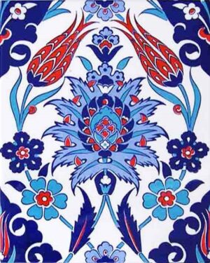 20x25 Cm Kırmızı Laleli Kütahya Çini Seramik Karo