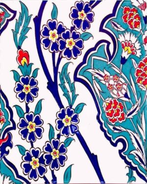 20x25 Cm Karanfil Desenli Çini Seramik Karo