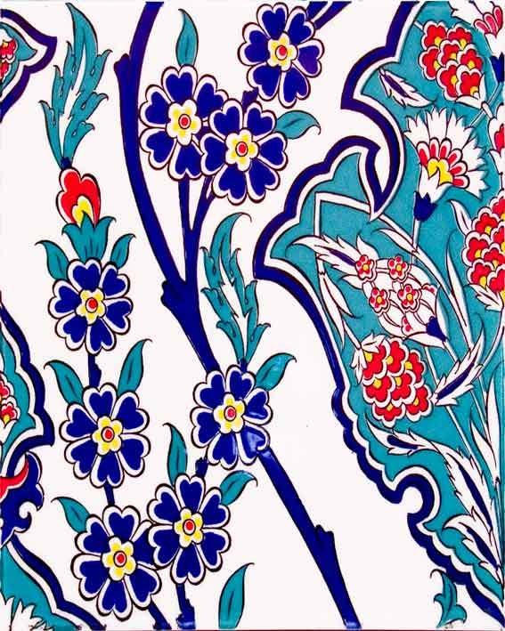 20x25 Cm Karanfil Desenli Çini Seramik Karo