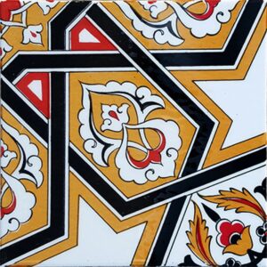 20x20 Cm Sarı Türkmen Yıldızı Kütahya Çini Karo