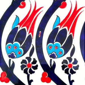 20x20 Cm  Kütahya Çinisi İznik Lale Desen Çini Karo