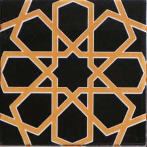 20x20 Cm  Sarı Siyah Türkmen Yıldızı Çini Karo