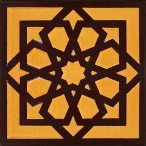 20x20 Cm  Kahve Türk Yıldızı Kütahya İznik Çini Karo