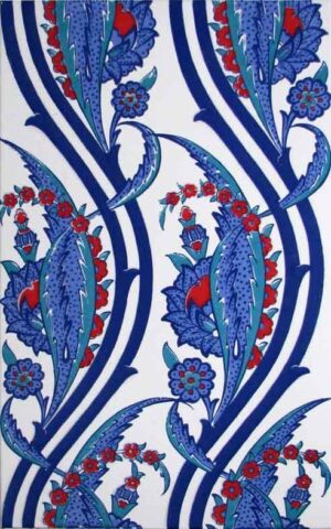 25x40 Cm Desenli İznik Çini Karo Lale Karanfil