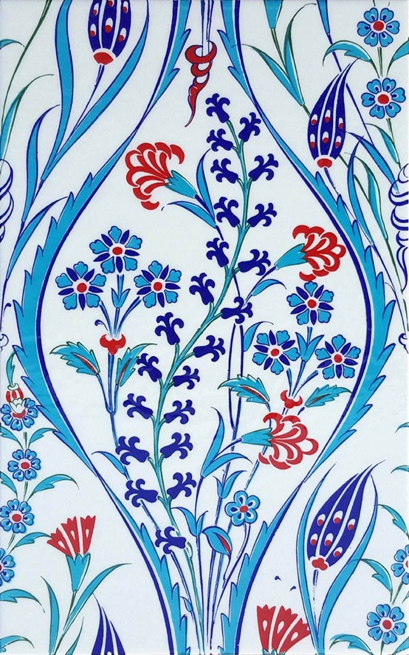 25x40 Cm Mavi Beyaz Kütahya İznik Çini Karo
