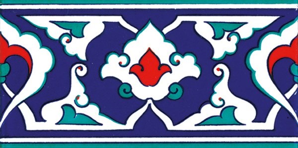 10x20 Cm Kütahya İznik Rumi Desenli Seramik Çini Bordür