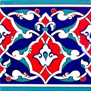 20x20 Cm  Osmanlı Rumi Desen Seramik Çini Bordür