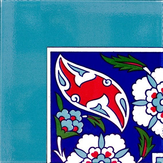 20x20 cm Karanfil Desenli Çini Bordür Köşesi