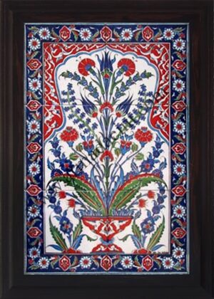 40x60 Cm  Yeşil Hançerli El Dekoru Çini Pano