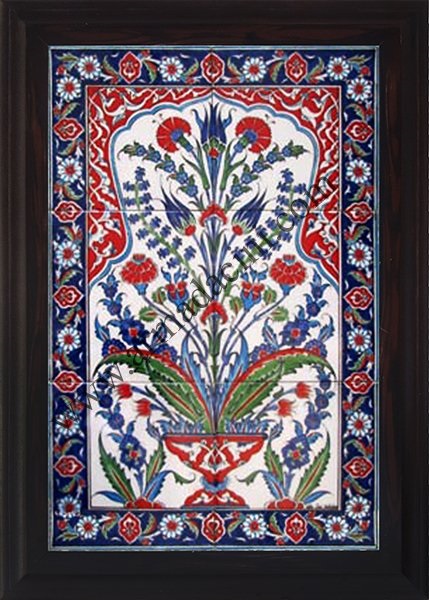 40x60 Cm Yeşil Hançerli El Dekoru Çini Pano