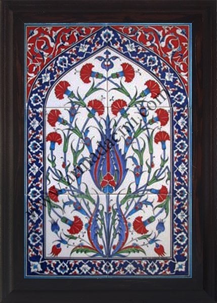 40x60 Cm Mavi Hançerli El Dekoru Çini Pano