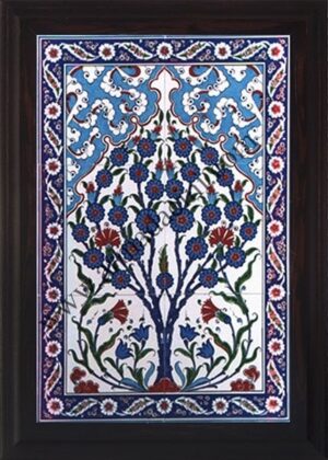 40x60 Cm Kobalt Hayat ağaç El Dekoru Çini Pano