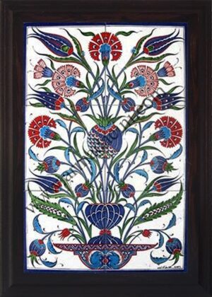 40x60 Cm Lale Karanfil El Dekoru Çini Pano