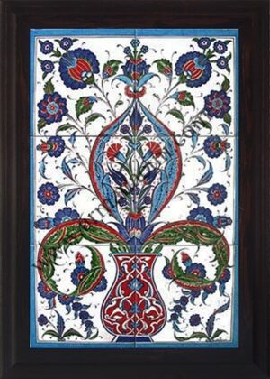 40x60 Cm Saksılı hançerli El Dekoru Çini Pano