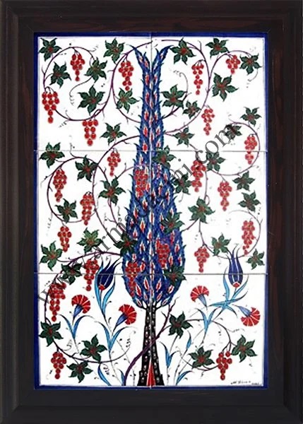 40x60 Cm Tek selvi El Dekoru Çini Pano