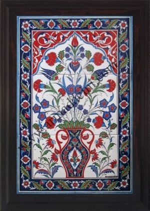 40x60 Cm Saksılı El Dekoru Çini Pano