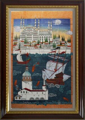 80x140 Cm  İstanbul Sahnesi Çini Pano