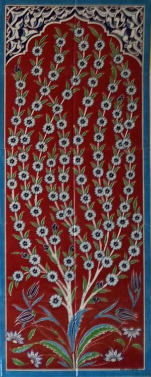 40x100 Cm  Hayat Ağacı El Dekoru Çini Pano