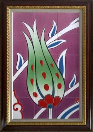 60x100 Cm Pembe Lale El Dekoru Çini Pano