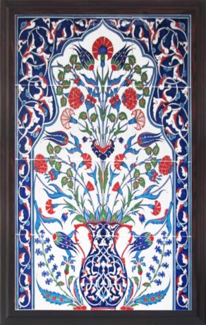 60x100 Cm  Mavi beyaz Lotus Pano