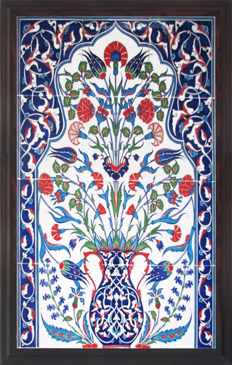60x80 Cm Saksılı El Dekoru Çini Pano